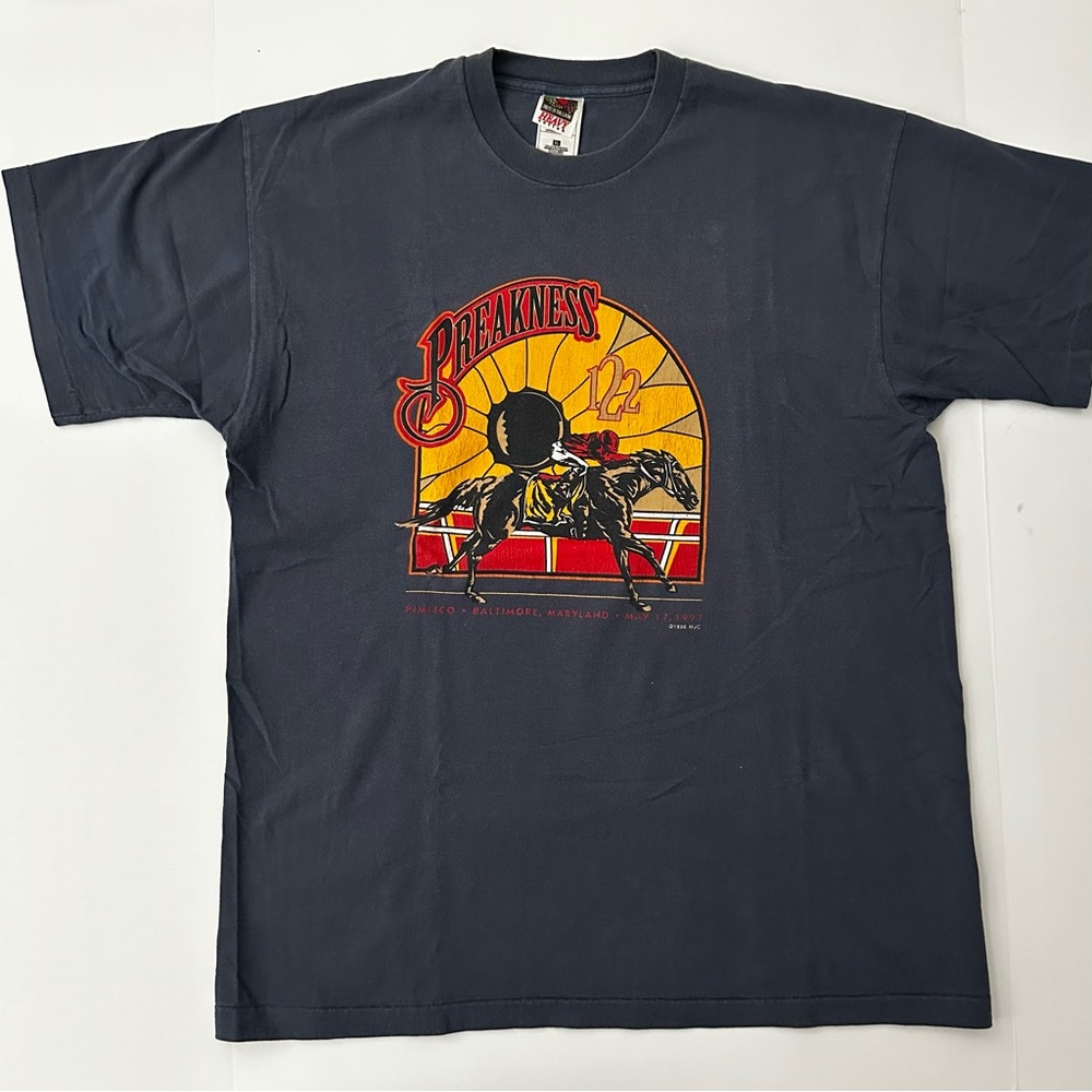 Vintage Preakness 122 Horserace May, 17, 1997 Short Sleeve T- Shirt Size Large